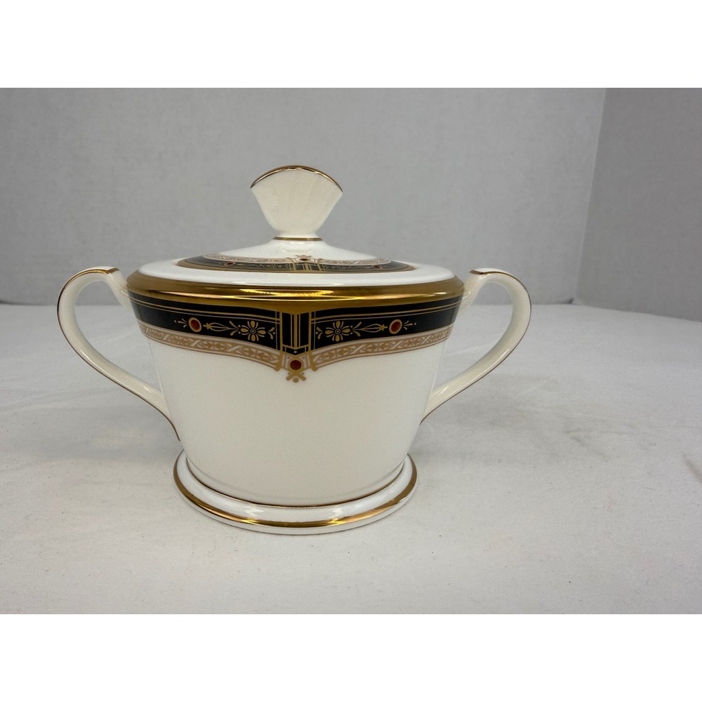 Noritake Gold and Sable 9758 Bone China‎ Lidded Sugar Bowl Japan Art Deco Gold